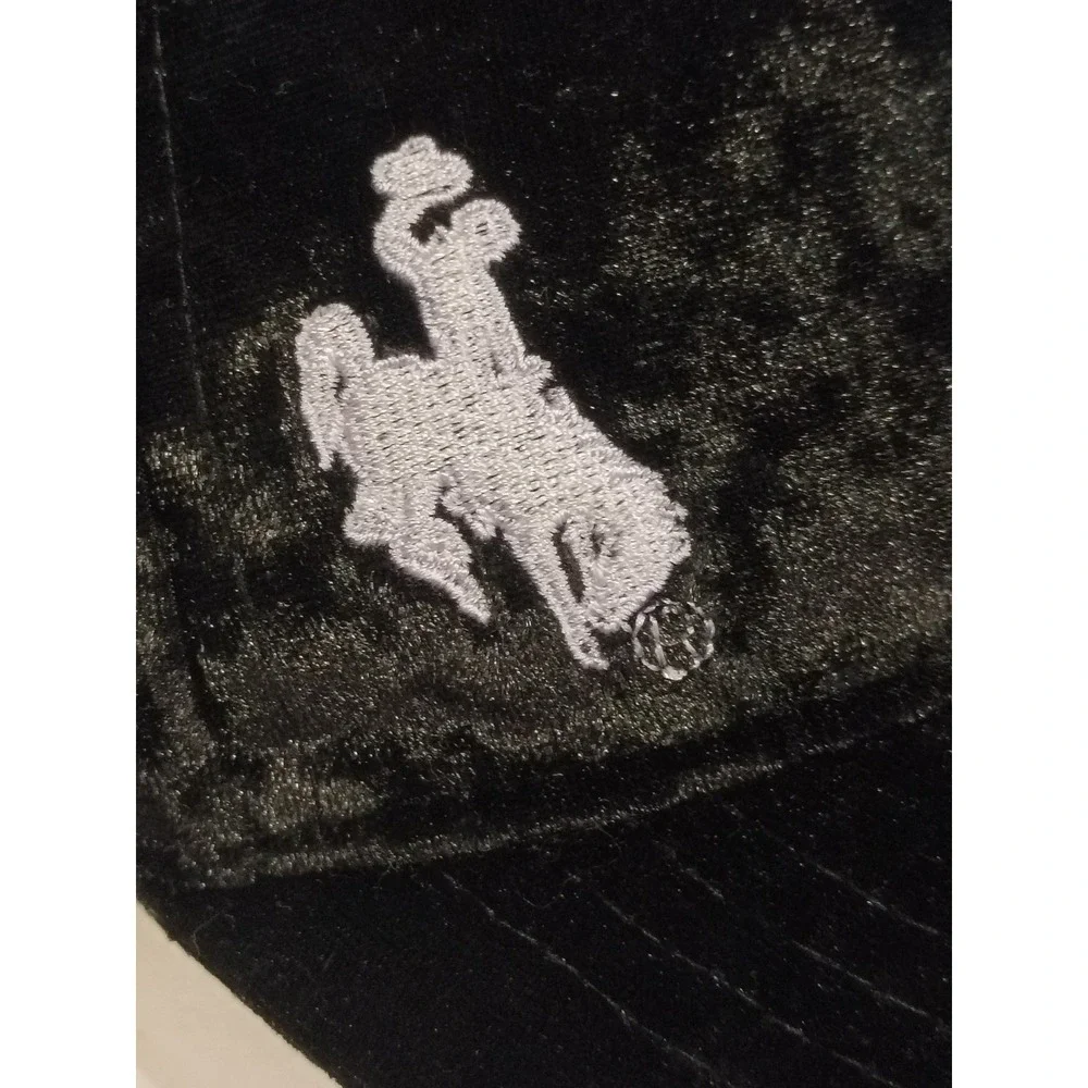 ZooZatz Wyoming Cowboys Black Crushed Velvet Baseball Hat Adjustable‎ Cap